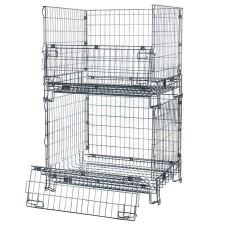 Pojemnik siatkowy Gitterbox S-125 cm G-104 cm H-98 cm oczko 5,5x11 cm składany z otwieranym bokiem ocynk N