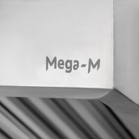 Okap gastronomiczny skośny z łapaczem tłuszczu Mega-M 200x100x50 cm stal nierdzewna