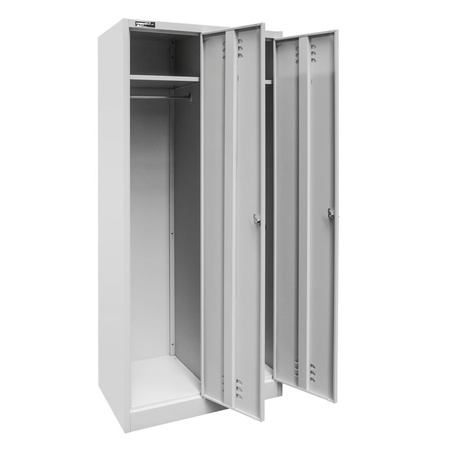 Szafka ubraniowa BHP Mega-M J-80 2 drzwiowa z przegrodami szara S-80 cm G-50 cm H-180 cm skręcana N