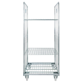 Rollkontener (rollcage, rollbox) wózek siatkowy transportowy Mega-M Universal dwie ściany dwie półki ocynkowany