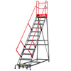 Drabina magazynowa przejezdna pomost magazynowy Mega-M H 306 cm 12 stopni hamulec schodkowy