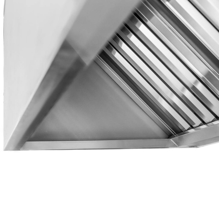 Okap gastronomiczny skrzyniowy z łapaczem tłuszczem Mega-M 180x70x50 cm stal nierdzewna