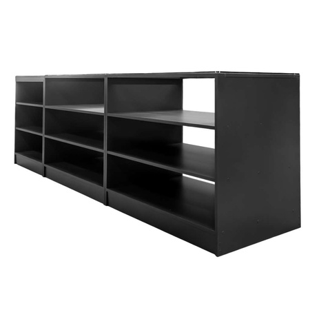 Lada sprzedażowa przeszklona góra/front Mega-M H- 90 cm L- 270 cm G- 60 cm antracyt 0164 / blat dąb kraft K003 N