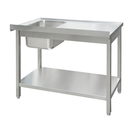 Zlew gastronomiczny spawany z komorą po prawej stronie i półką Mega-M 120x60x85 cm stal nierdzewna