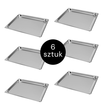 Pojemnik GN 2/3 ze stali nierdzewnej Mega-M 35,3×32,5×2 cm zestaw 6 szt.