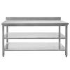 Stół ze stali nierdzewnej przyścienny z 2-ma półkami Mega-M S-180 cm G-60 cm H-85 cm N