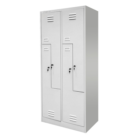 Szafka ubraniowa BHP Mega-M J-80/L 4 drzwiowa typ L szara S-80 cm G-50 cm H-180 cm skręcana N