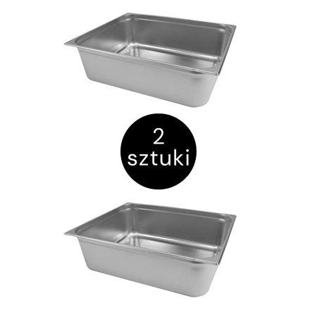 Pojemnik GN 2/1 ze stali nierdzewnej Mega-M 65x53x20 cm zestaw 2 szt.