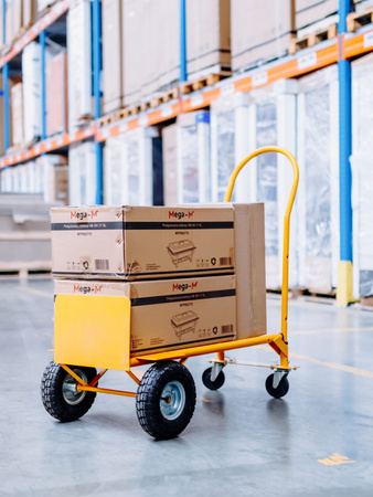 Rozkładany wózek transportowy 2w1 magazynowy młynarka taczkowy Mega-M 250kg żółty