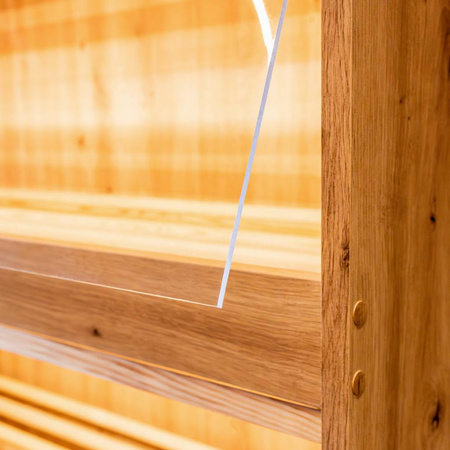 Regał na pieczywo Mega-M H-205 cm L-100 cm G-60 cm plexi oświetlenie LED dąb artisan