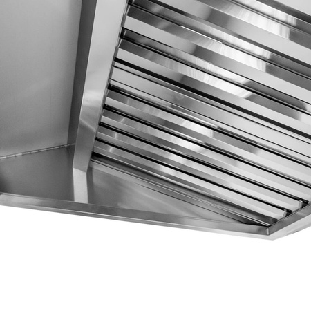 Okap gastronomiczny skośny z łapaczem tłuszczu Mega-M 120x100x50 cm stal nierdzewna