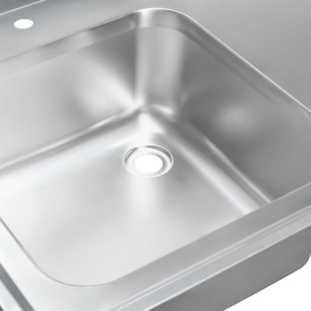 Zlew gastronomiczny spawany z komorą po lewej stronie i półką Mega-M 180x60x85 cm stal nierdzewna