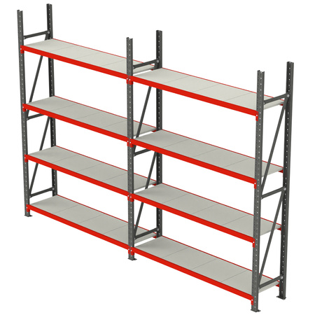 Regał magazynowy 8-półkowy Mega-M FORTIS H-200 cm L-425.5 cm G-60 cm