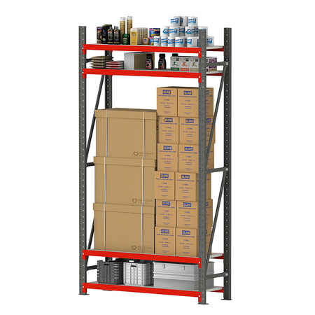 Regał magazynowy 4-półkowy Mega-M FORTIS H-200 cm L-167 cm G-40 cm moduł bazowy N