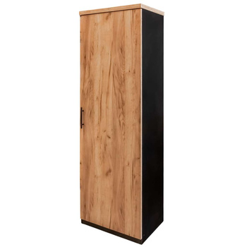 Szafka biurowa na segregatory Mega-M H- 200 cm L- 60 cm G- 40 cm czarny / front dąb kraft K003 N