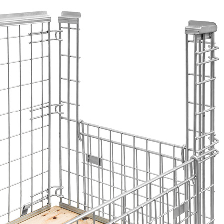 Gitterbox nadstawka paletowa z obramowaniem S-120 cm G-80 cm H-90 cm oczko 6x10 cm otwierany obustronnie ocynk N