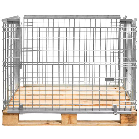Gitterbox nadstawka paletowa z obramowaniem S-120 cm G-80 cm H-90 cm oczko 6x10 cm otwierany obustronnie ocynk N