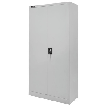Szafa biurowa metalowa na dokumenty Mega-M pełne drzwi S-90 cm G-40 cm H-185 cm szara
