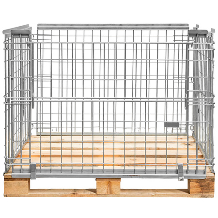 Gitterbox nadstawka paletowa z obramowaniem S-120 cm G-80 cm H-90 cm oczko 6x10 cm otwierany obustronnie ocynk N