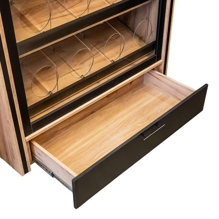 Regał na pieczywo dzielony przeszklony Mega-M H-204 cm L-136 cm G-62 cm dąb kraft/czarny