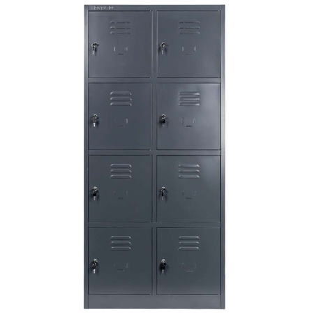 Szafka skrytkowa BHP Mega-M J-80/8 8 drzwiowa grafitowa S-80 cm G-50 cm H-180 cm skręcana N