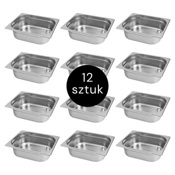 Pojemnik GN 1/2 ze stali nierdzewnej Mega-M 32,5×26,5x10cm zestaw 12 szt.