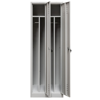 Szafka ubraniowa BHP Mega-M J-60 2 drzwiowa z przegrodami szara S-60 cm G-50 cm H-180 cm skręcana N
