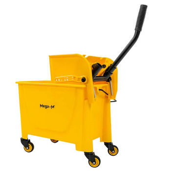 Wózek hotelowy do sprzątania Mega-M  jednowiaderkowy z prasą 20L żółty