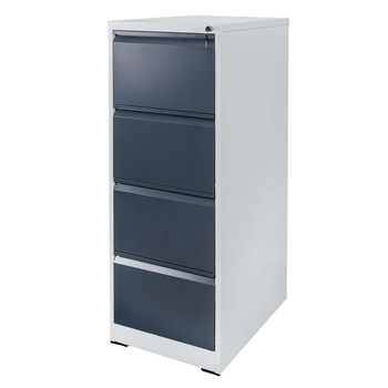 Szafka metalowa na dokumenty FURVERO W4S S/G kartotekowa 4 szuflady S-45 cm szara grafitowy front