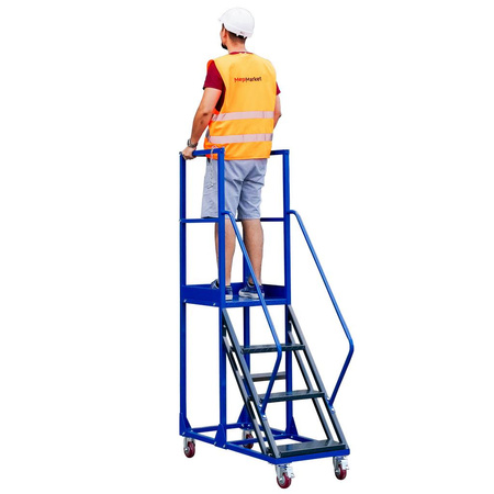 Drabina magazynowa przejezdna pomost magazynowy Mega-M STANDARD H-150 cm 6 stopni