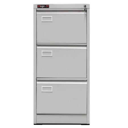 Szafka metalowa kartotekowa Mega-M J-3/S 3 szuflady A4 szara S-46 cm G-62 cm H- 103 cm skręcana N