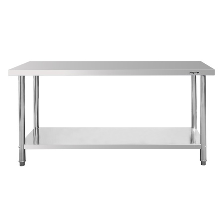 Stół ze stali nierdzewnej centralny z półką Mega-M STANDARD S-160 cm G-60 cm H-85 cm N