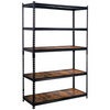 Regał magazynowy Mega-M Pro Loft H-180 cm L-120 cm G-45 cm 5 półek z MDF 6,2 mm okleina drewno (275kg) czarny N