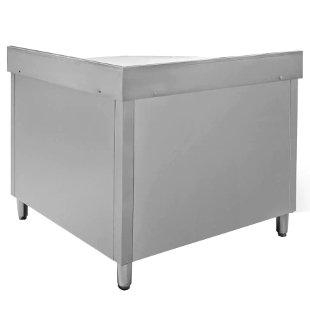 Stół gastronomiczny ze stali nierdzewnej narożny przyścienny z szafką Mega-M 100x60x85 cm