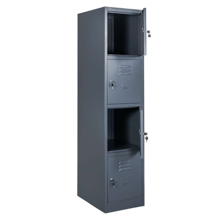 Szafka skrytkowa BHP Mega-M J-40/4 4 drzwiowa grafitowa S-40 cm G-50 cm H-180 cm skręcana N