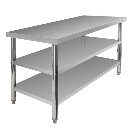 Stół ze stali nierdzewnej centralny z 2-półkami Mega-M X STANDARD S-150 cm G-60 cm H-85 cm N