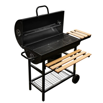 Grill ogrodowy węglowy beczka Mega-M 2 x stolik boczny