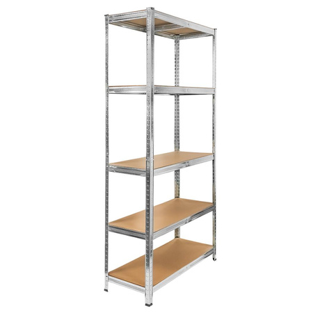 Regał magazynowy Mega-M Basic H-205 cm L-100 cm G-40 cm 5 półek z MDF 4 mm (175kg) ocynk N