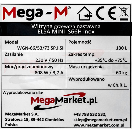 Witryna chłodnicza nastawna Mega-M ELSA MINI S66 Inox