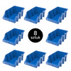 Pojemnik magazynowy kuweta warsztatowa Mega-M 26,5x42x16,8 cm plastikowy niebieski XL - zestaw 8 szt.