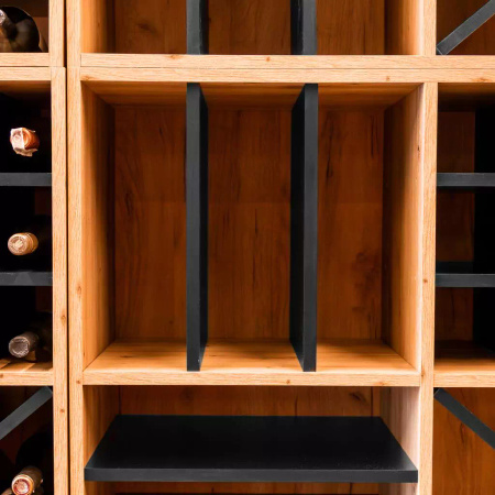 Moduł regału ozdobnego na wino/alkohole mocne Mega-M H-86 cm L-100 cm G-40 cm dąb artisan/czarny