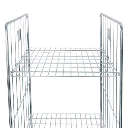 Rollkontener (rollcage, rollbox) wózek siatkowy transportowy Mega-M Universal dwie ściany dwie półki ocynkowany