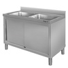 Zlew gastronomiczny spawany dwukomorowy z szafką Mega-M 100x60x85 cm stal nierdzewna