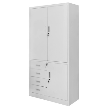 Szafa biurowa metalowa Mega-M WENUS W-10 na akta z szufladami szara S- 90 cm G- 40 cm H-185 cm skręcana N