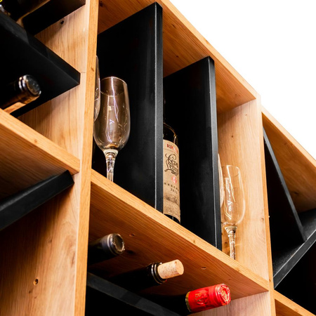 Moduł regału ozdobnego na wino/alkohole mocne Mega-M H-86 cm L-100 cm G-40 cm dąb artisan/czarny