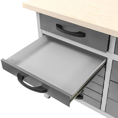 Stół warsztatowy z 15 szufladami Mega-M HANDYMAN S-160 cm G-60 cm H-85 cm grafit