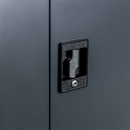 Szafa biurowa metalowa na dokumenty Mega-M pełne drzwi S-90 cm G-40 cm H-185 cm grafitowa