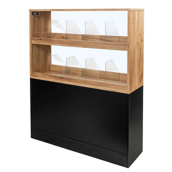 Witryna na cukierki przeszklona Mega-M H-127 cm L-106 cm G-30 cm dąb kraft/czarny