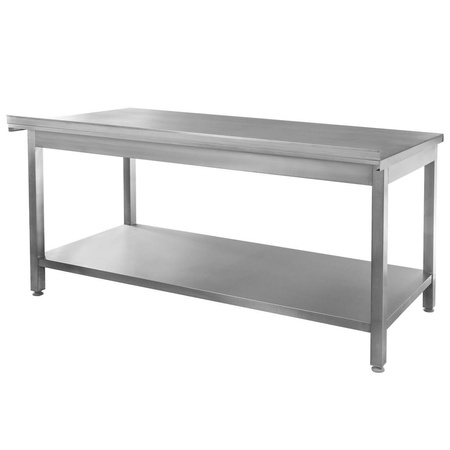 Stół gastronomiczny ze stali nierdzewnej spawany przyścienny z półką Mega-M 200x60x85 cm