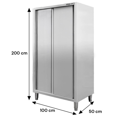 Szafa ze stali nierdzewnej magazynowa 2-drzwiowa Mega-M S-100 cm G-50 cm H-200 cm N